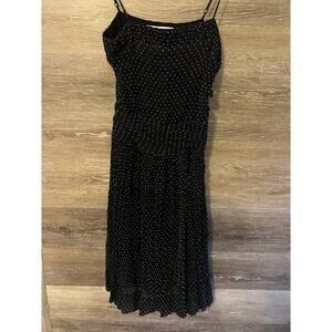 Trina Turk polkadot silk chiffon dress black white Sz 6 Straps Cocktail Party